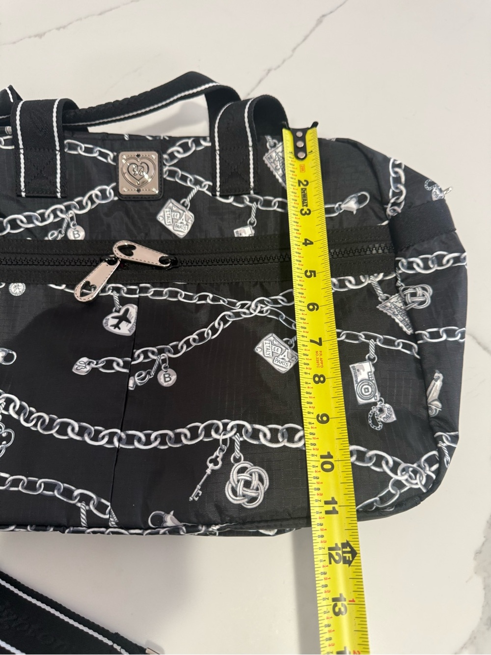 NWOT "Links of Love" Brighton Jetsetter Duffle Bag in black & white - Picture 15 of 16